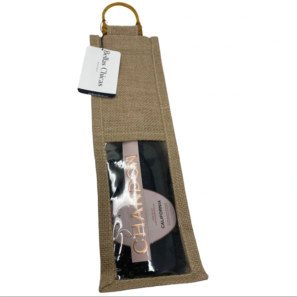 Natural Jute Wine Bottle Bag with wooden handle